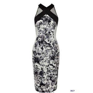 KAREN MILLEN BLK & WHITE BODYCON